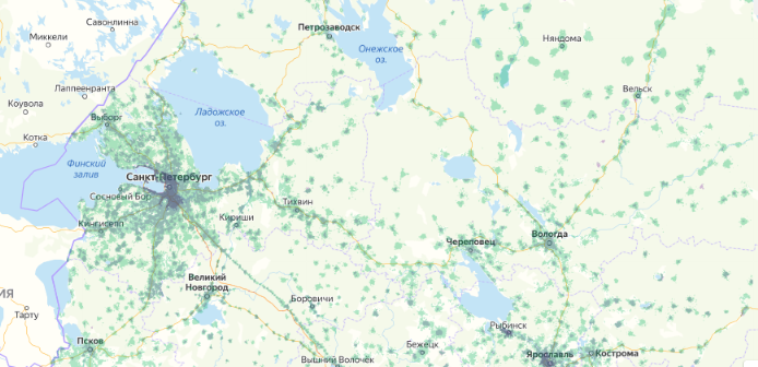 Зона покрытия МТС на карте Электросталь 